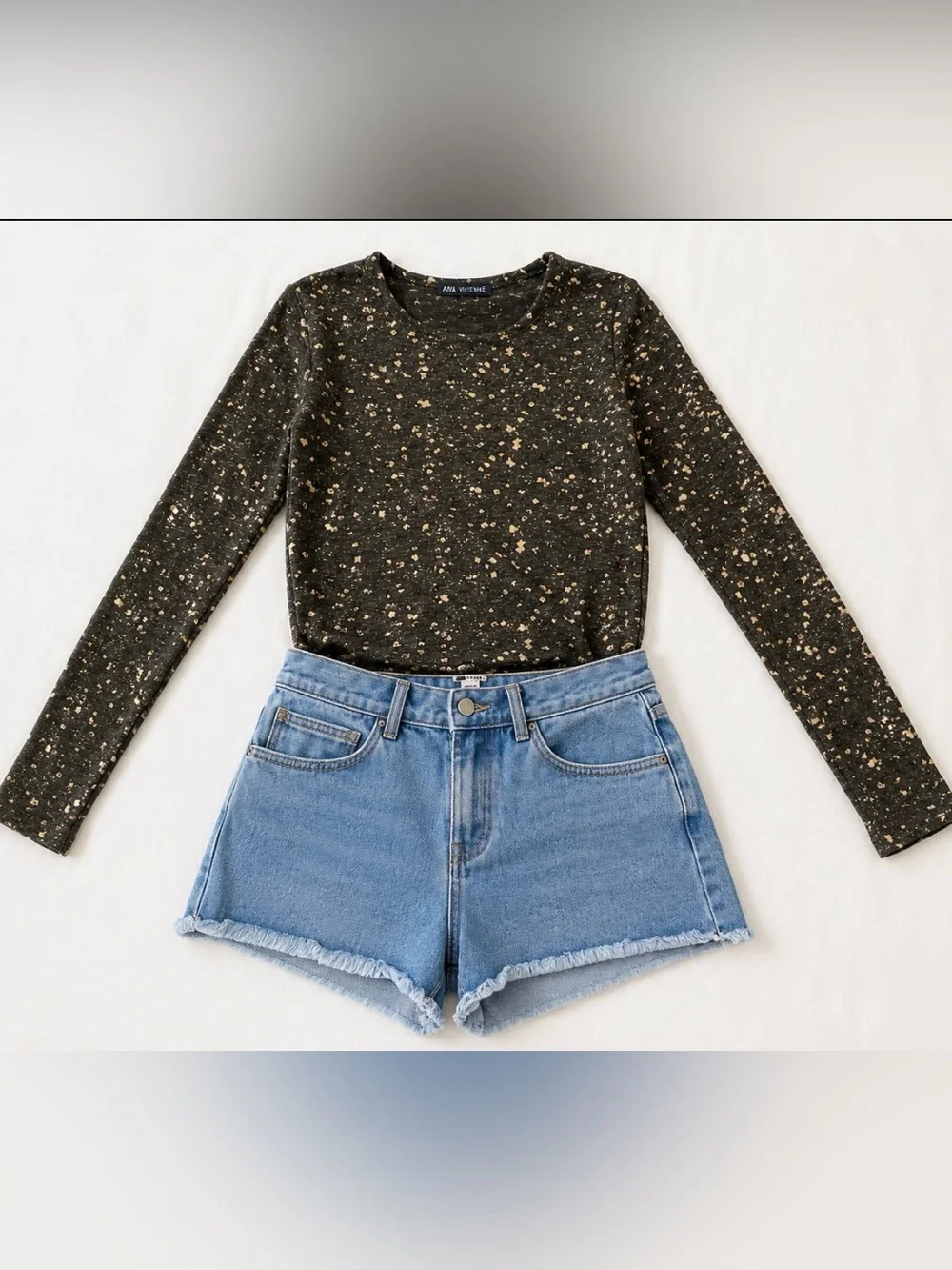 Billabong Denim Shorts 28 + Zara Gold Metallic Top Outfit Bundle Boho Festival
